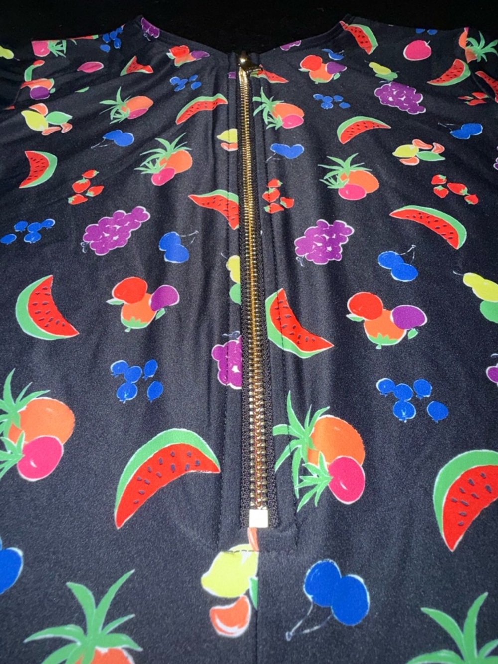 NEW KATE SPADE BLACK RADIANT FRUIT LONG SLEEVE RASH GAURD ONE PIECE SWIMSUIT SM - Picture 6 of 9